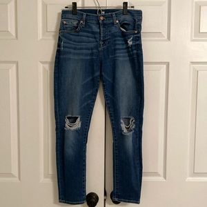 7 For All Mankind Jeans Josefina Skinny Boyfriend Distressed Denim Size 26